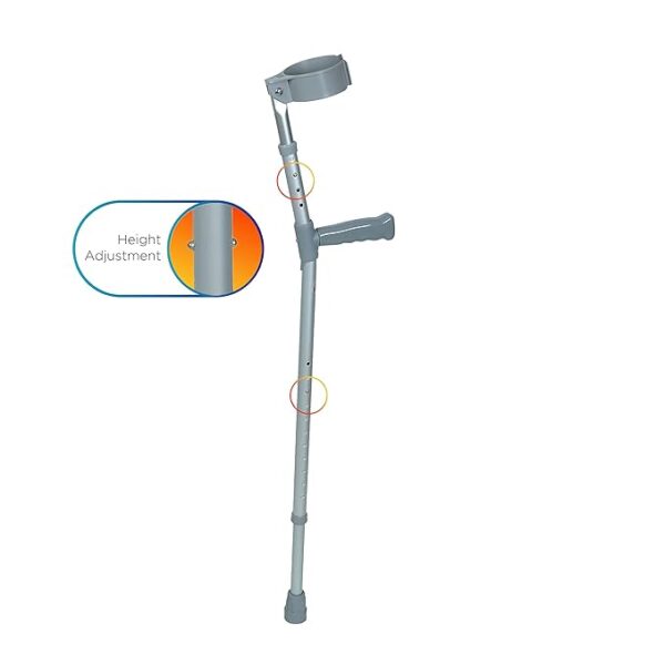 Single Adjustable Elbow Crutch With Standard Handle