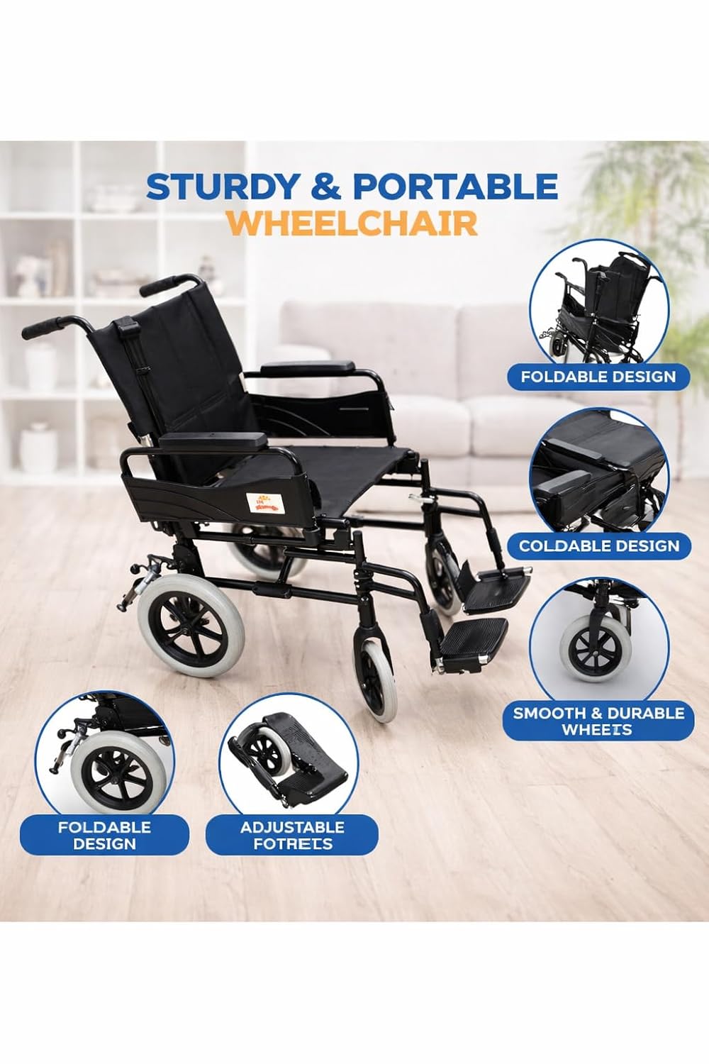 Attendant Propelled Wheelchair Steel Fold Down Back