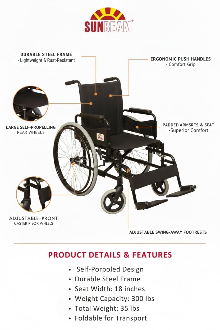 Self Propelled Wheelchair Steel Fixed Back